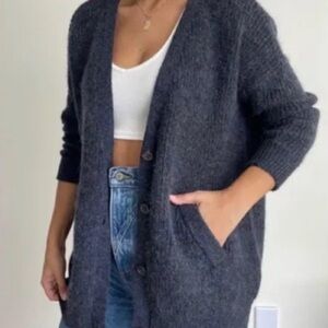 Free People Cozy Navy Blue Knit Sweater